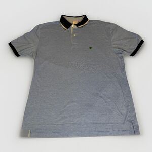 Brooks Brothers Men’s Polo Shirt Blue Stripe Black Collar Size L